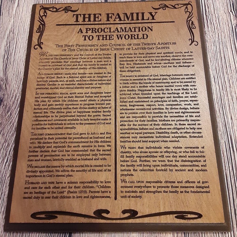Wood Engraved Family Proclamation